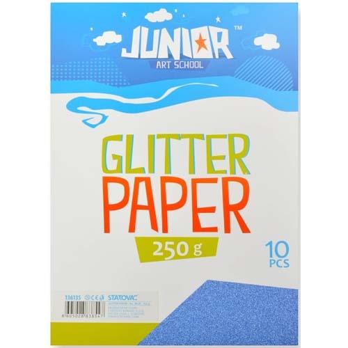 Glitter Cardboard A4 250G - Blue X 10
