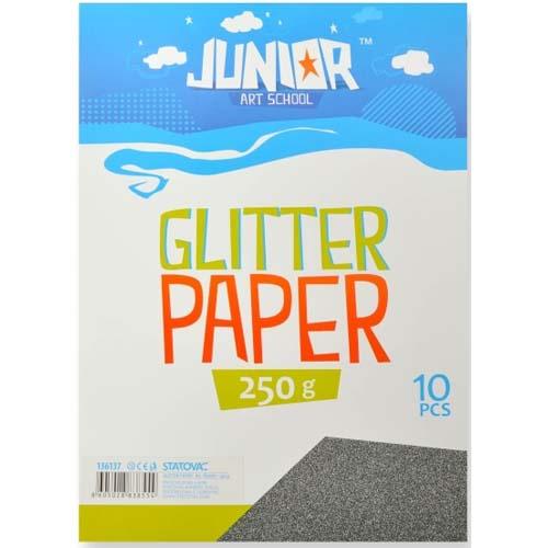 Glitter Cardboard A4 250G - Black X 10