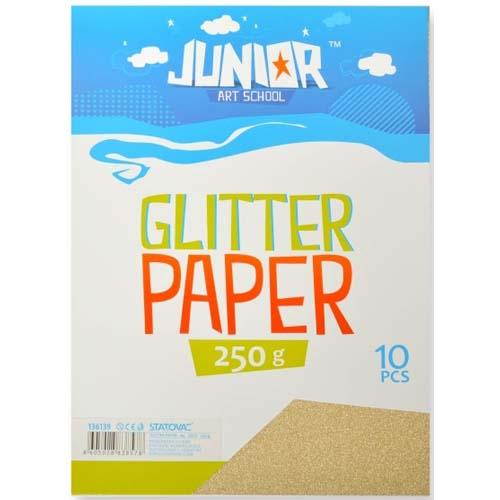 Glitter Cardboard A4 250G - Gold X 10
