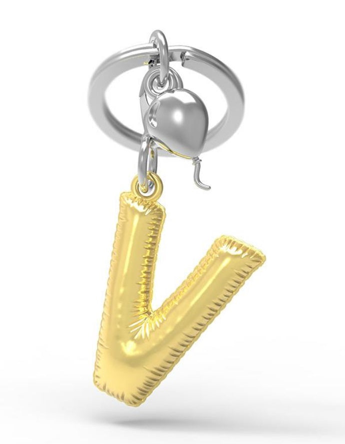 Keychain Golden Balloon Letter V