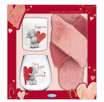 Me To You - Wine Glass - Candle & Slippers Gift Set