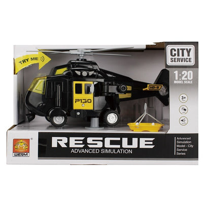 Friction Black Helicopter With Light And Sound