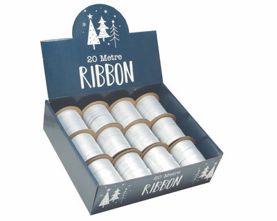 Matt Silver Ribbon 1Cm X1 Roll X20Mtrs