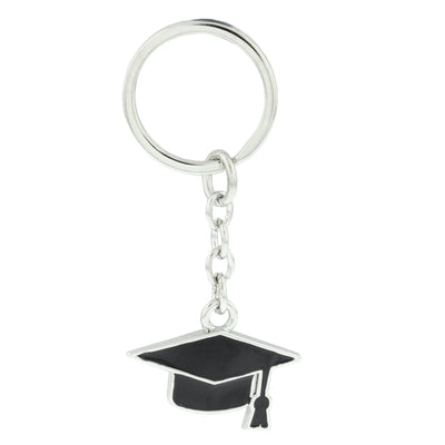 Graduation Silver Plated And Epoxy Keyring