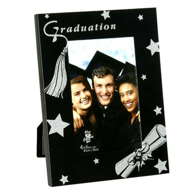 Graduation Frame Black With Glitter 4X6