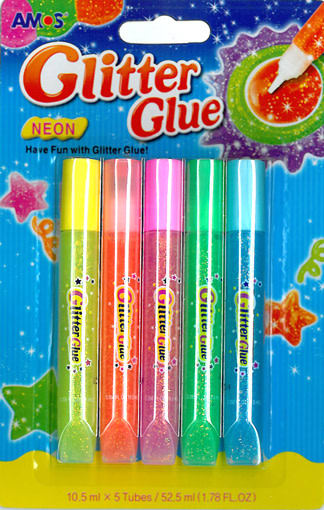 Neon Glitter Glue X5Pcs