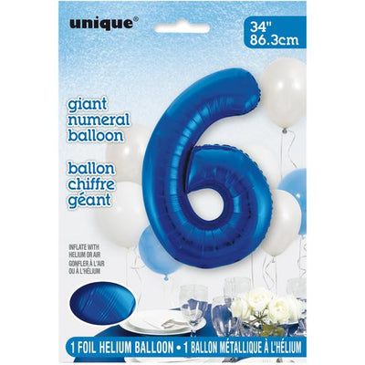 Foil Giant Helium Number Balloon 86Cm Blue - 6