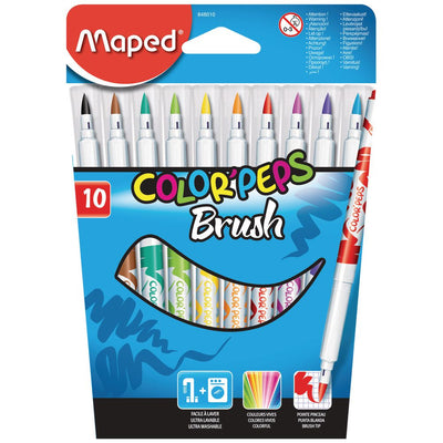 Brush Felt-Tip Pens X10 Colour Peps Brush