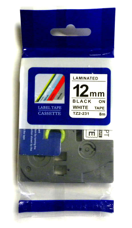 Label Tape 12Mm Black On White Tz2-231
