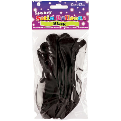 Helium Or Air - 11 Inch Balloons - Black - Pack Of 8