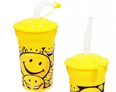 Smily Faces Drinking Cup With Straw