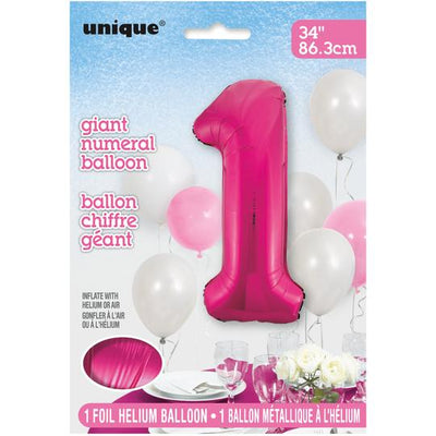 Foil Giant Helium Number Balloon 86Cm Pink - 1