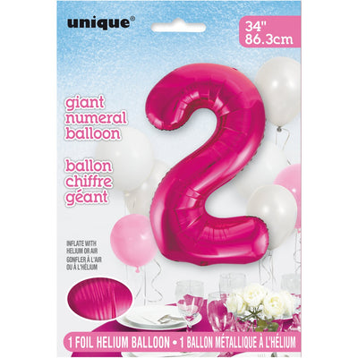 Foil Giant Helium Number Balloon 86Cm Pink - 2