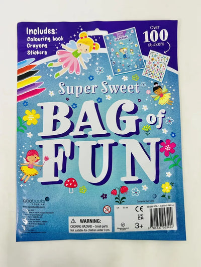 Super Sweet Bag Of Fun Pack Colouring Book With 5 Crayons & 100+ Stickers For Kids