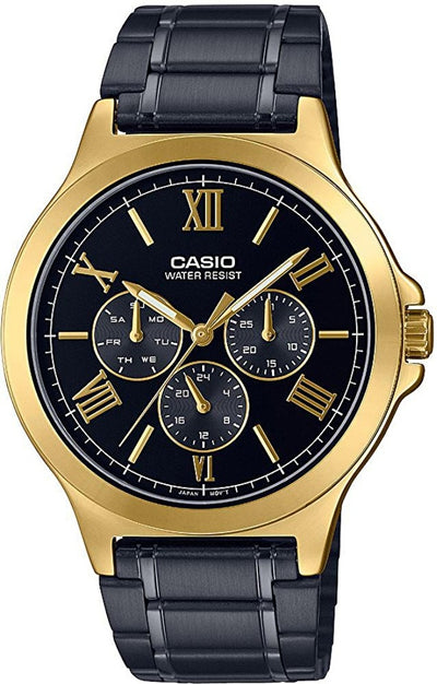 Casio Multi-Hands Classic Gold Black Analoge Roman Men Watch