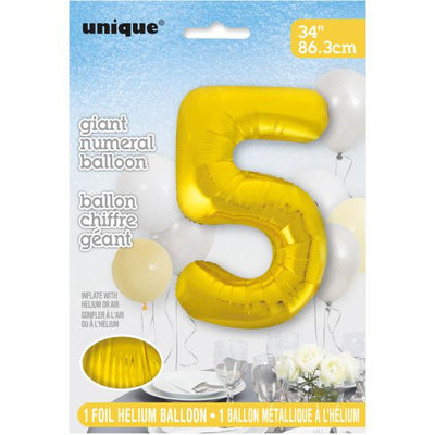 Foil Giant Helium Number Balloon 86Cm Gold - 5