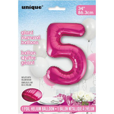 Foil Giant Helium Number Balloon 86Cm Pink - 5