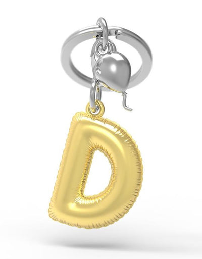 Keychain Golden Balloon Letter D