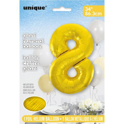 Foil Giant Helium Number Balloon 86Cm Gold - 8