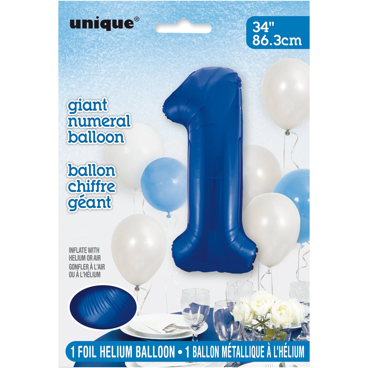 Foil Giant Helium Number Balloon 86Cm Blue - 1