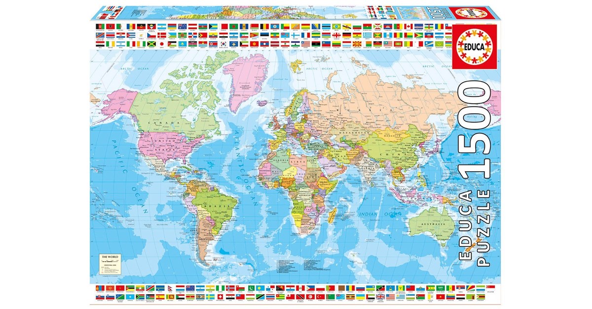 Jigsaw Puzzle - Map Of The World With Flags 1500Pc 