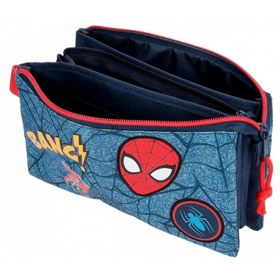 Spiderman Denim Pencil Case 2 Zip 3 Pockets