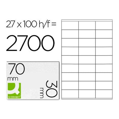 Labels For Inkjet And Laser Printers - Box X100 A4 Sheets - Label Size 70X30Mm - 27 Labels Per Sheet 