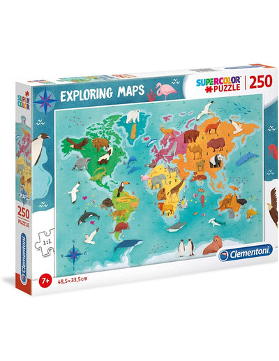 Puzzle 250 Mappe Geo Mondo/Animali
