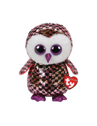 Beanie Boo Checks Flippables - Sequin Owl Pink/Gold