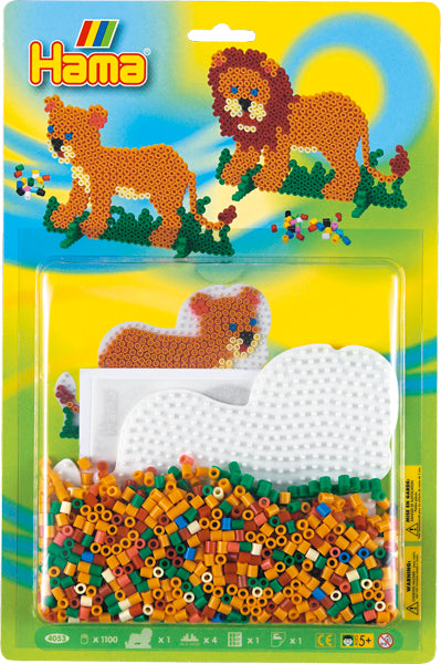 Hama Beads - Kit With Lion Pegboard Large Blister Pack Jungle X1100Pcs