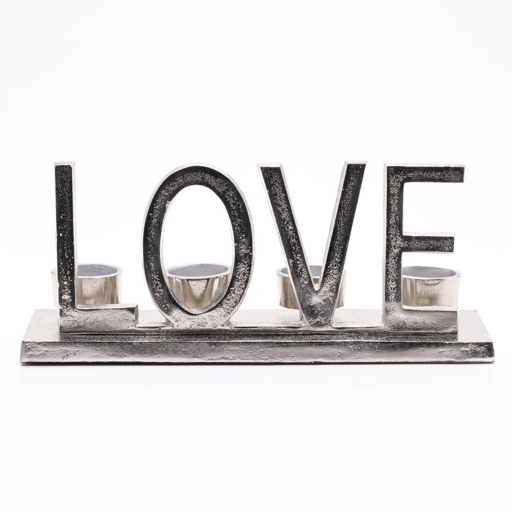 Metal Love Tlight Holder 31Cm