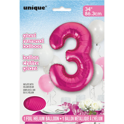 Foil Giant Helium Number Balloon 86Cm Pink - 3