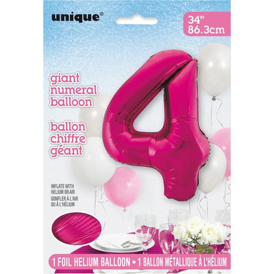 Foil Giant Helium Number Balloon 86Cm Pink - 4
