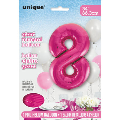 Foil Giant Helium Number Balloon 86Cm Pink - 8