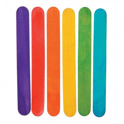Wooden Coloured Jumbo Sticks 150Mm - 80Pcs