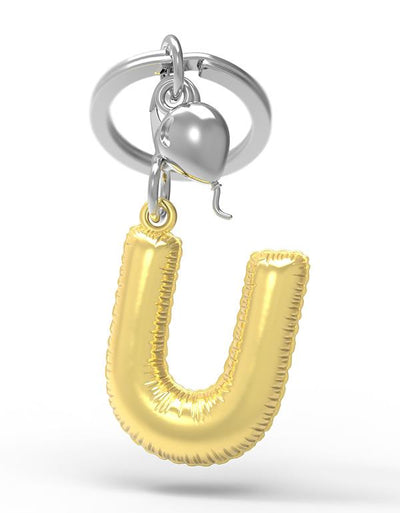Keychain Golden Balloon Letter U