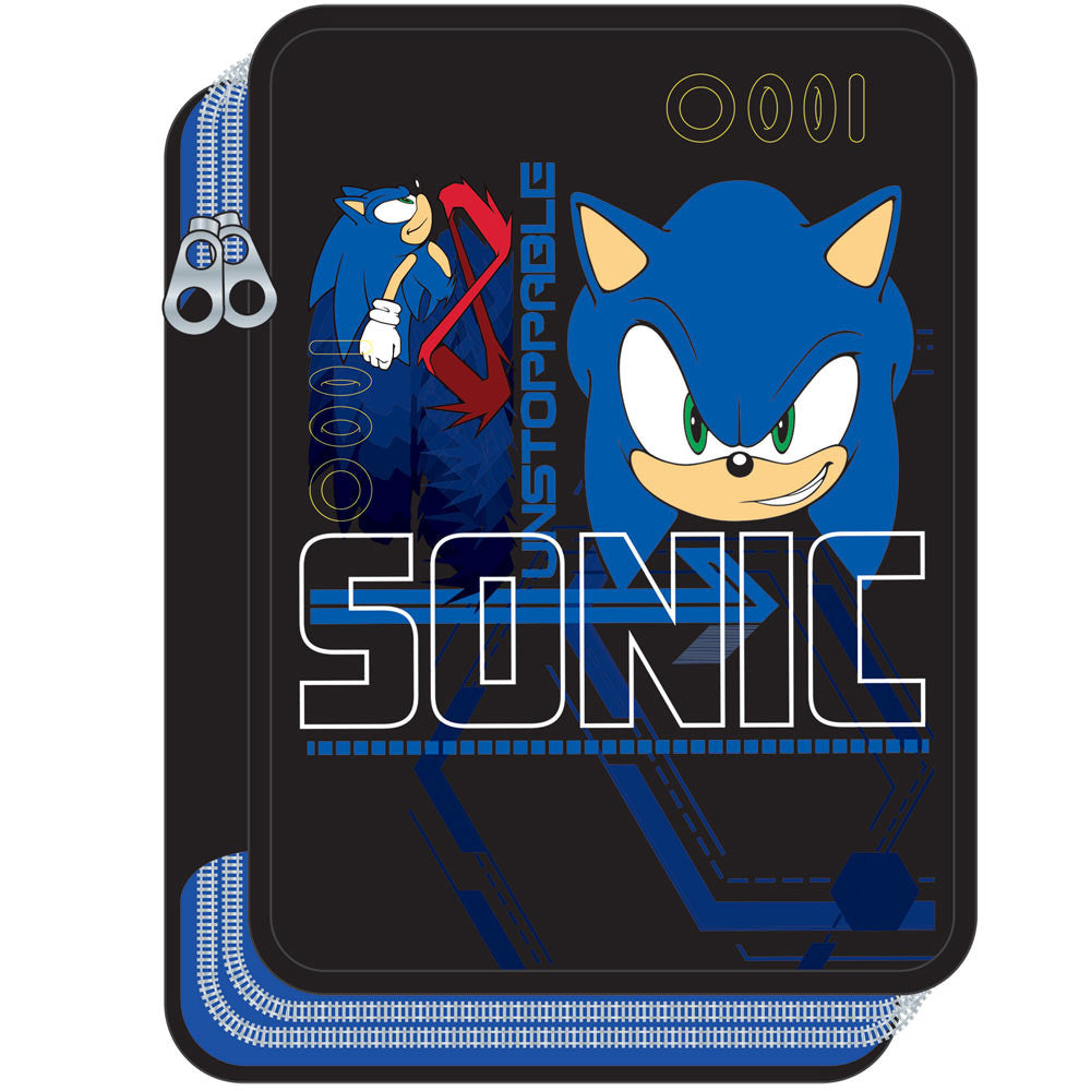 Sonic Pencil Case 2 Zip Filled