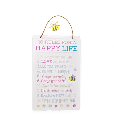 Love Life Rectangle Hanging Plaque - Happy Life 23 X 30Cm