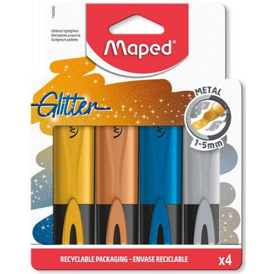 Maped Glitter Metal Highlighters X4 Pcs