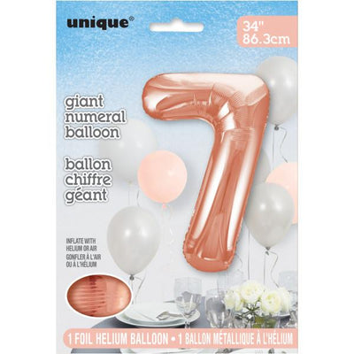 Foil Giant Helium Number Balloon 86Cm Rose Gold - 7