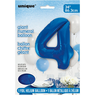 Foil Giant Helium Number Balloon 86Cm Blue - 4