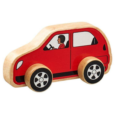 Wooden Friction Red Car