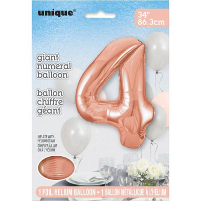 Foil Giant Helium Number Balloon 86Cm Rose Gold - 4