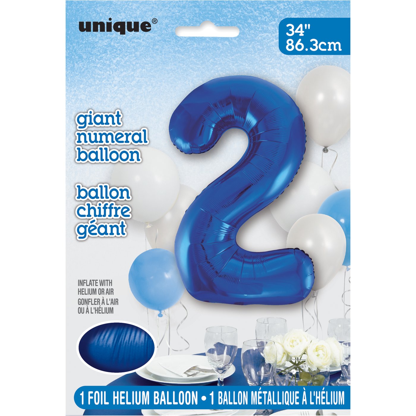 Foil Giant Helium Number Balloon 86Cm Blue - 2