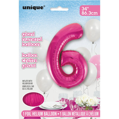 Foil Giant Helium Number Balloon 86Cm Pink - 6