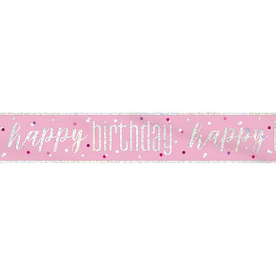 Pink Happy Birthday Banner