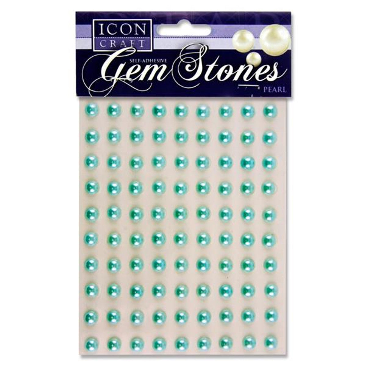 Pearl Baby Blue Self Adhesive Gem Stones 8Mm X90Pcs