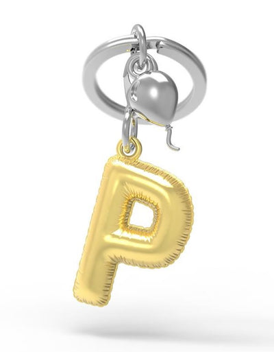 Keychain Golden Balloon Letter P