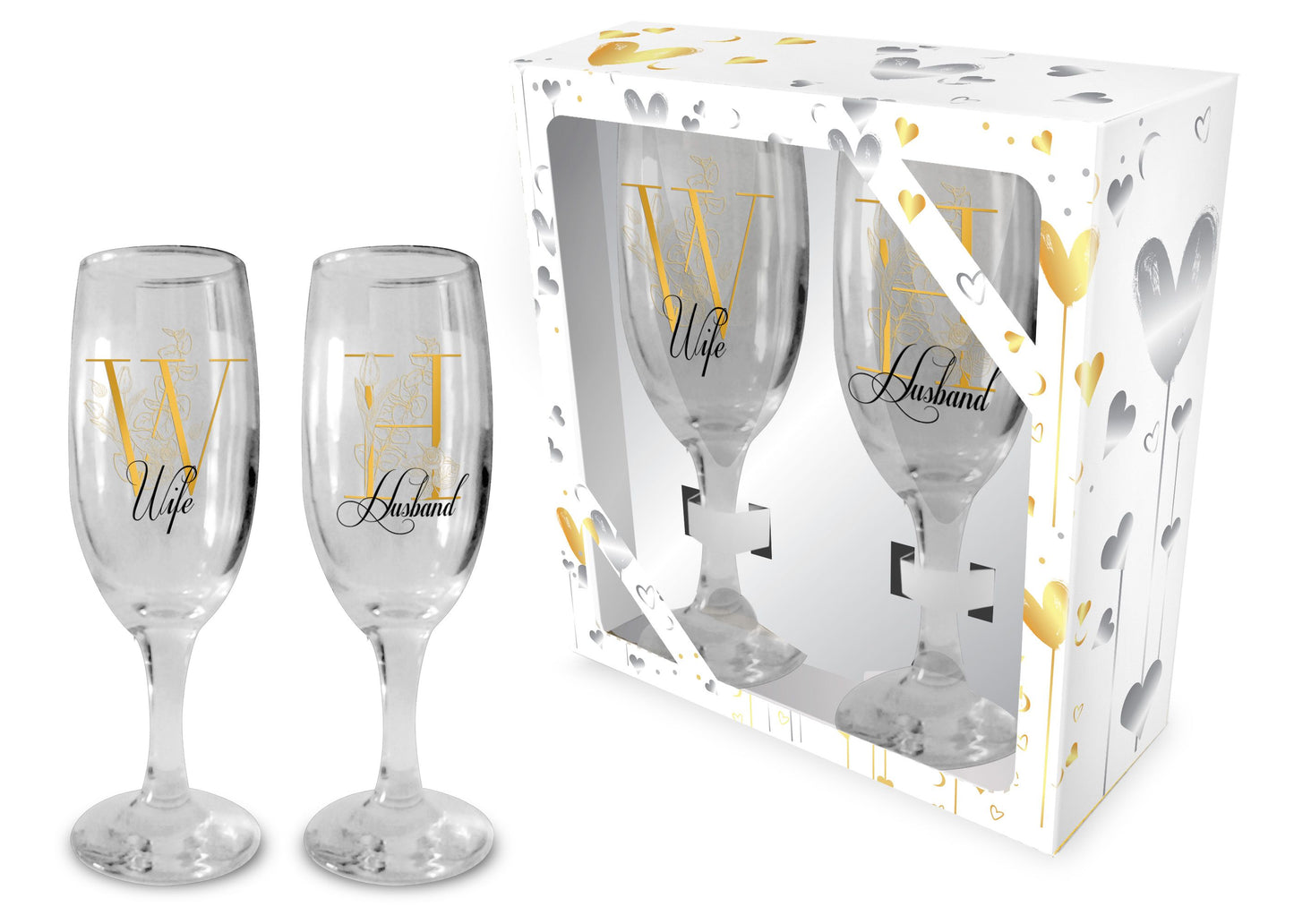 Wife And Husbund - Champagne Flutes