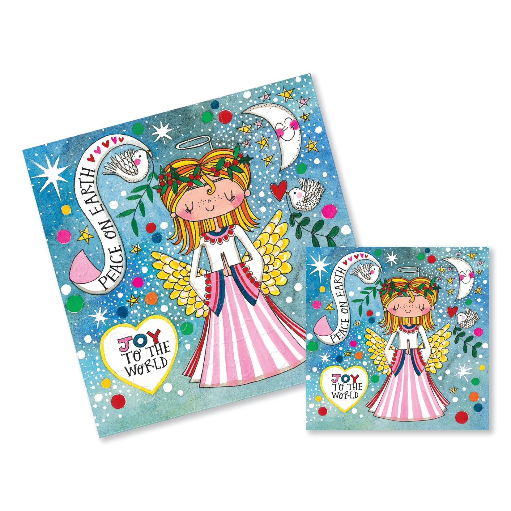 Christmas Jigsaw Card - Peach On Earth Joy To The World